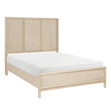 Contemporary King Size Panel Bed Light Brown Finish Wooden Bedroom Furniture 1pc