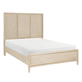 Contemporary King Size Panel Bed Light Brown Finish Wooden Bedroom Furniture 1pc