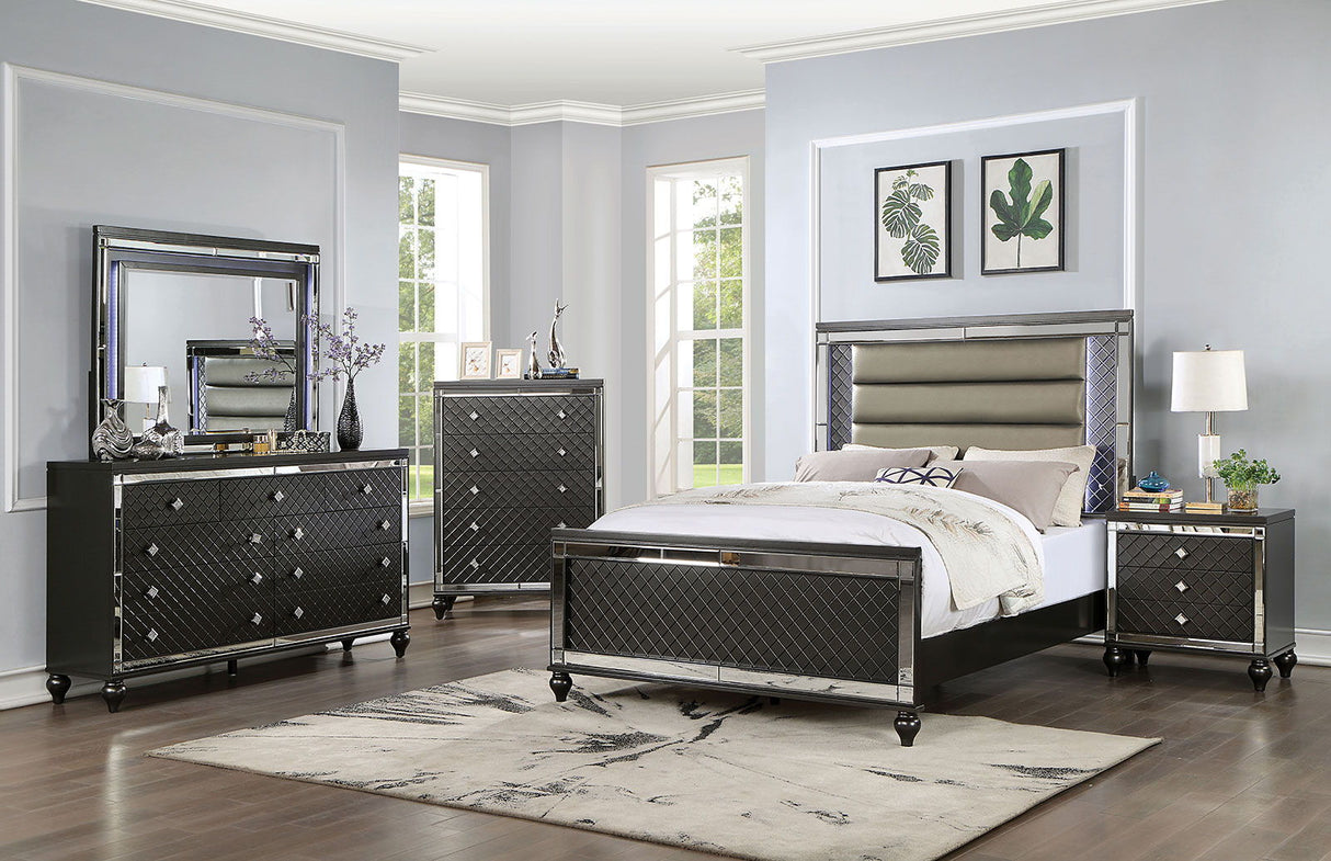 Calandria - 5 Piece Queen Bedroom Set With Chest - Gray | Home Elegance USA