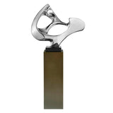 Chrome Abstract Mask 54" Tall Floor Sculpture // Chrome with Gray Stand  | Finesse