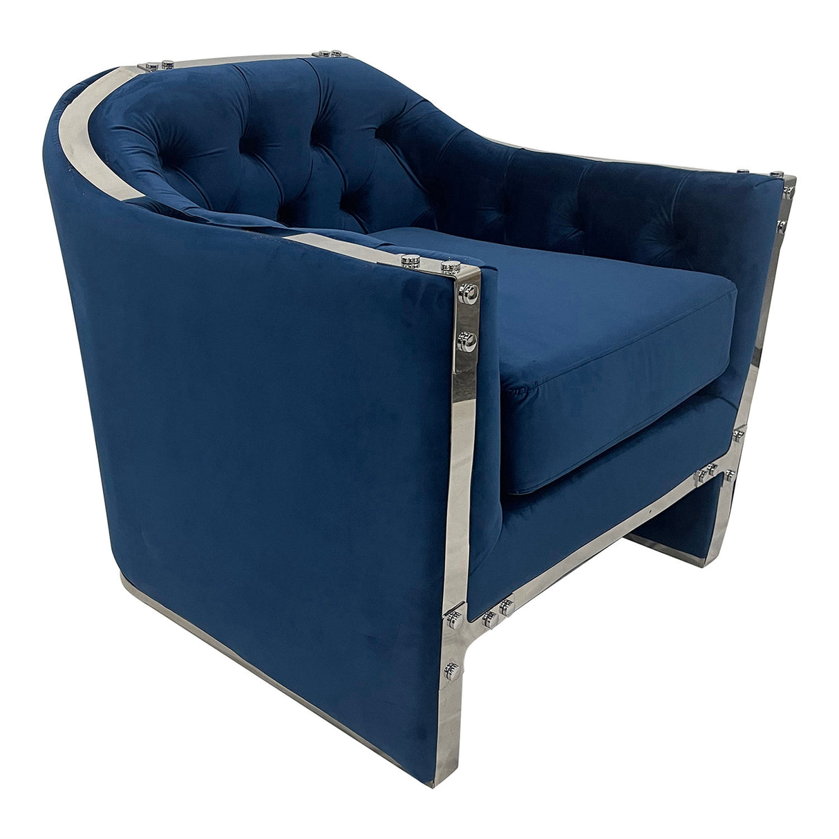 Navy and Silver Sofa Chair - Home Elegance USA