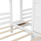 Twin over Twin & Twin Bunk Bed with Built-in Staircase and Storage Drawer,White - sold by Home Elegance USA