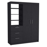 Kenya 3 Drawers Armoire, Double Door, 3-Tier Shelf -Black - sold by Home Elegance USA