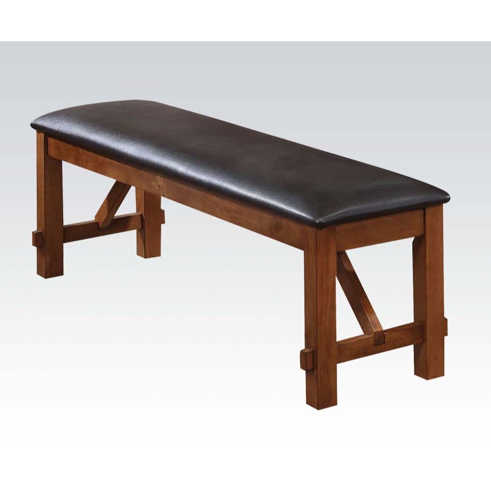 Apollo Bench 70004 Espresso Synthetic Leather & Walnut Finish | Acme - 70004 - Home Elegance USA - 1