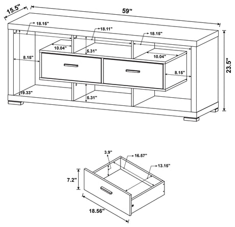 59" Tv Stand - Darien 2 - drawer Rectangular TV Console Cappuccino - 700112 - image - 3