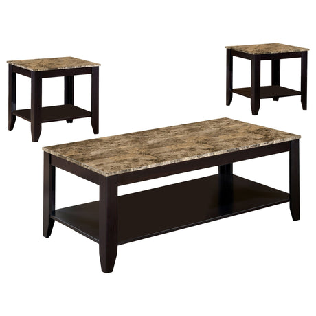 3 Pc Coffee Table Set - Flores 3 - piece Occasional Table Set with Shelf Cappuccino - 700155 - image - 1