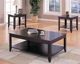 3 Pc Coffee Table Set - Brooks 3 - piece Occasional Table Set with Lower Shelf Cappuccino | Coaster | Home Elegance USA