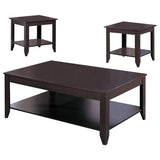 3 Pc Coffee Table Set - Brooks 3 - piece Occasional Table Set with Lower Shelf Cappuccino | Coaster | Home Elegance USA