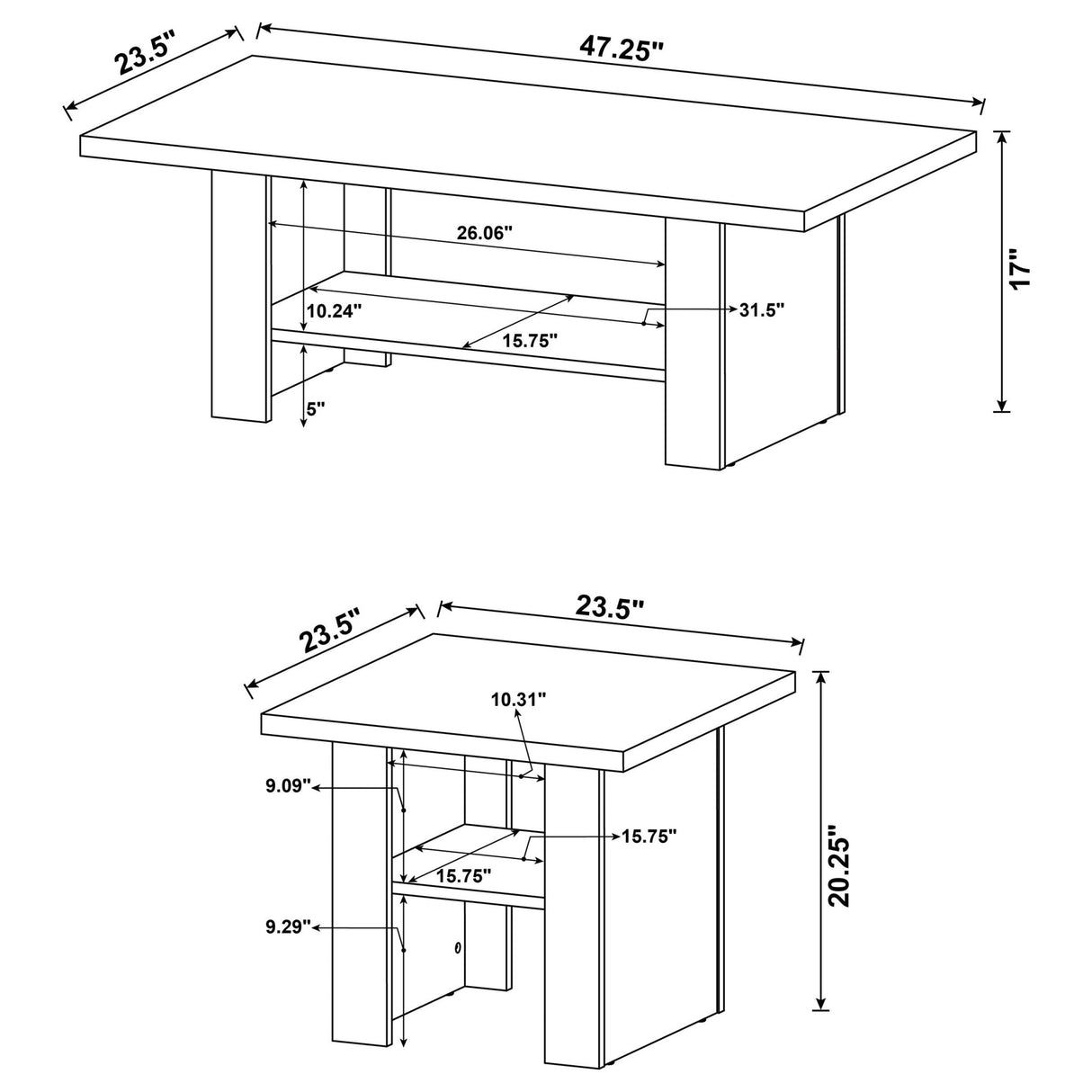 3 Pc Coffee Table Set - Rodez 3 - piece Occasional Table Set Black Oak | Coaster | Home Elegance USA