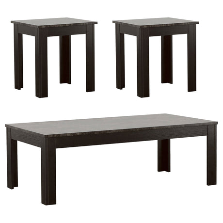 3 Pc Coffee Table Set - Rhodes 3 - piece Faux - marble Top Occasional Table Set Black - 700375 - image - 1