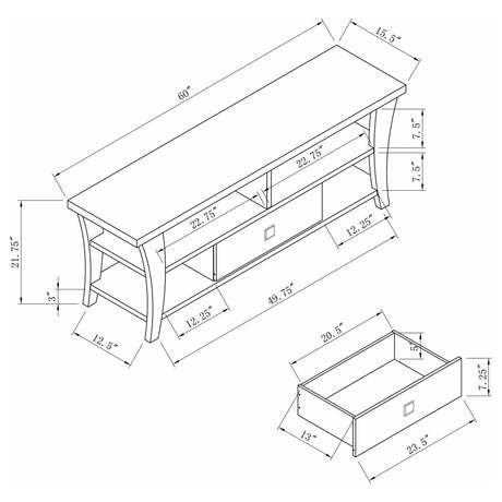 60" Tv Stand - Anita 1 - drawer TV Console Cappuccino - 700497 - image - 4