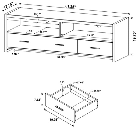 Alton 62" 3 - drawer TV Console Black Oak - 700645 - image - 10