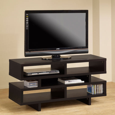 48" Tv Stand - Parker TV Console with 5 Open Compartments Cappuccino - 700720 - image - 2