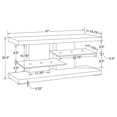 47" Tv Stand - Cogswell 2 - shelf TV Console Glossy White - 700824 - image - 3