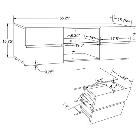 55" Tv Stand - Galvin 4 - drawer TV Console Glossy White - 700825 - image - 3