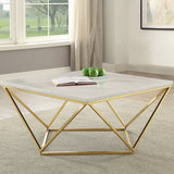 Coffee Table - Meryl Square Coffee Table White and Gold