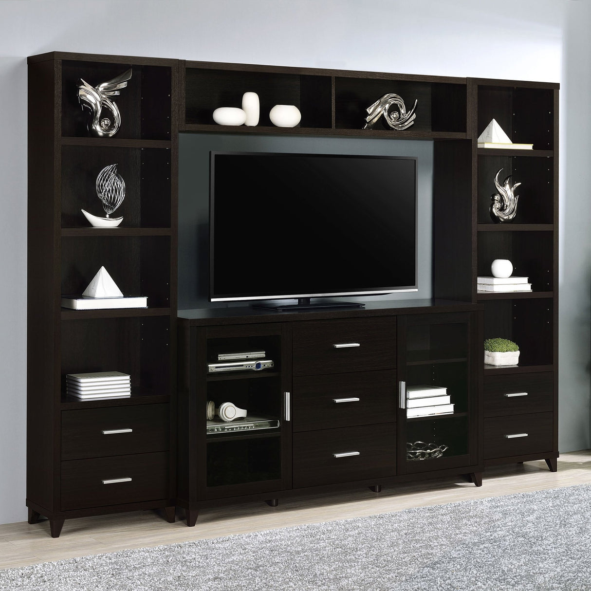 Lewes 4 - piece Entertainment Center Cappuccino | Coaster | Home Elegance USA