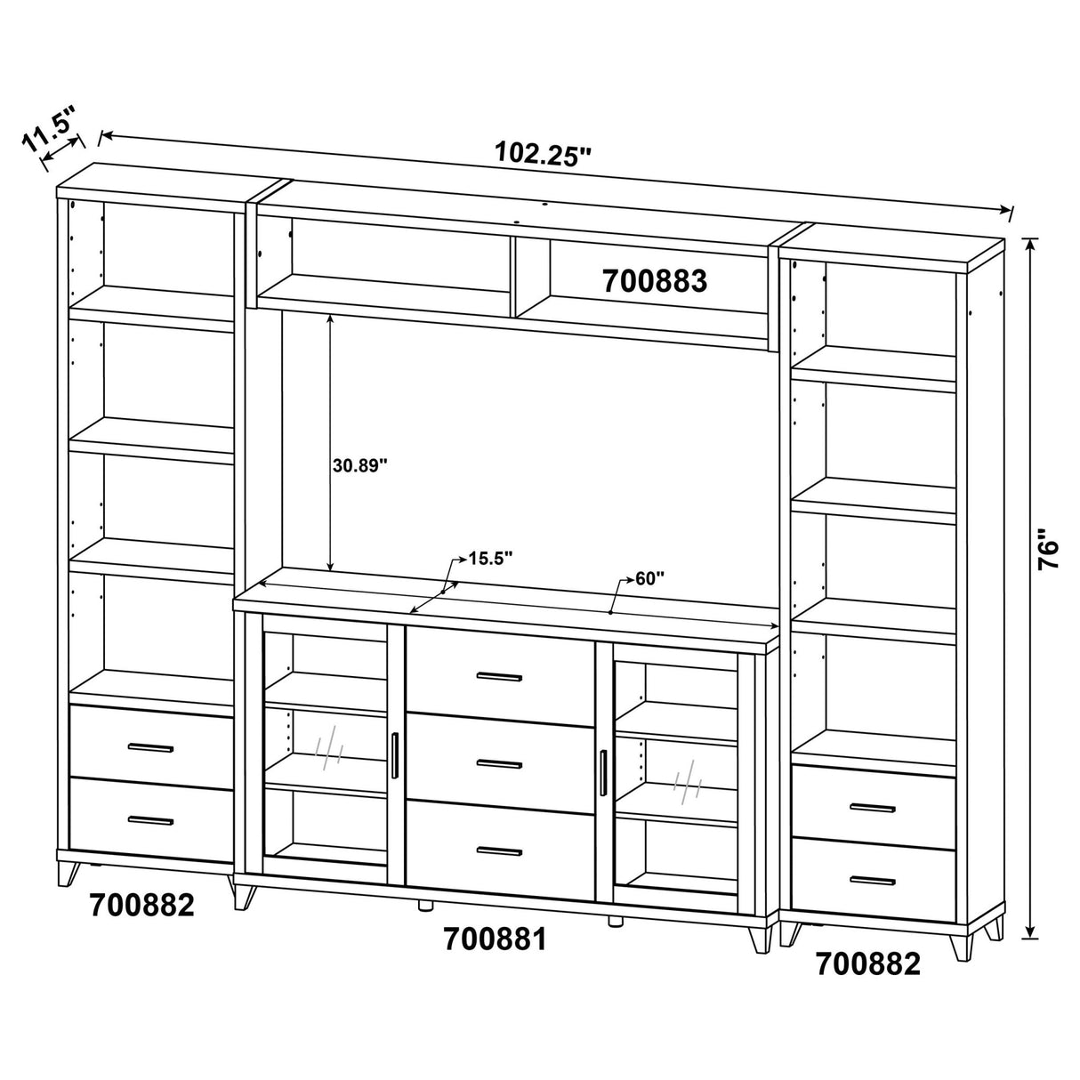 Lewes 4 - piece Entertainment Center Cappuccino | Coaster | Home Elegance USA