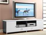 71" Tv Stand - Burkett 2 - drawer TV Console White and Grey | Coaster | Home Elegance USA