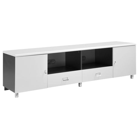 71" Tv Stand - Burkett 2-drawer TV Console White and Grey