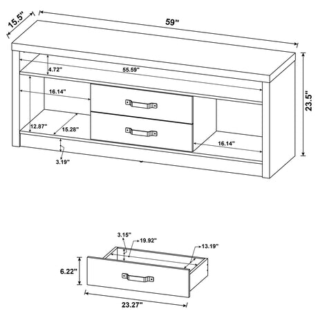 59" Tv Stand - Burke 2 - drawer TV Console Grey Driftwood - 701024 - image - 10