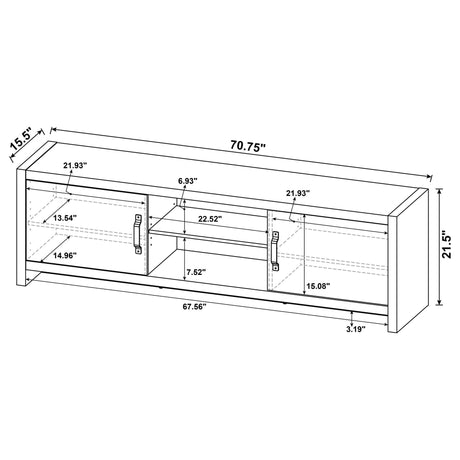 71" Tv Stand - Burke 2 - door TV Console Grey Driftwood - 701025 - image - 10