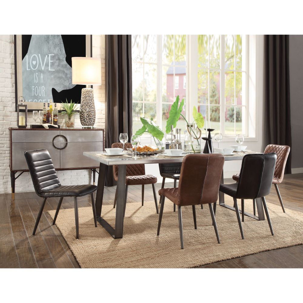 Acme - Kaylia Dining Table 70105 Aluminum & Gunmetal Finish