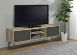 71" Tv Stand - Allie 2-door Engineered Wood TV Stand With Storage Shelf Antique Pine and Grey