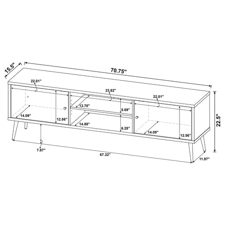 71" Tv Stand - Allie 2 - door Engineered Wood TV Stand With Storage Shelf Antique Pine and Grey - 701076 - image - 14