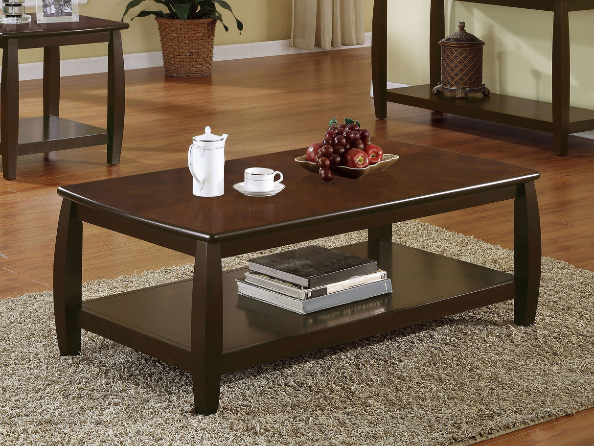 Coffee Table - Dixon Rectangular Coffee Table with Lower Shelf Espresso