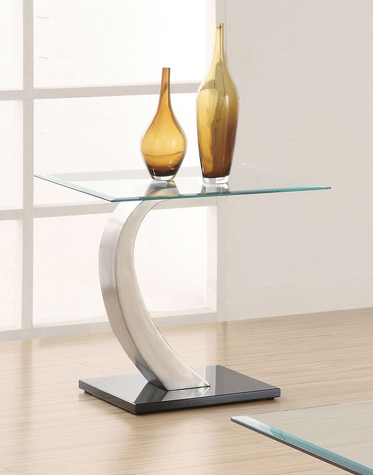 End Table - Pruitt Glass Top End Table Clear and Satin