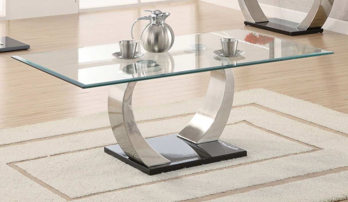 Coffee Table - Pruitt Glass Top Coffee Table Clear and Satin