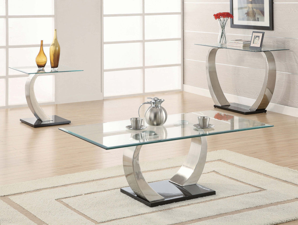 Coffee Table - Pruitt Glass Top Coffee Table Clear and Satin