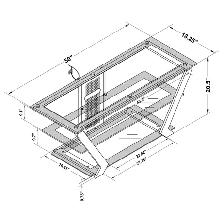 50" Tv Stand - Donlyn 2 - tier TV Console Black - 701370 - image - 3