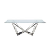 Dekel Dining Table 70140 Clear Glass Top & Stainless Steel | Acme - 70140 - Home Elegance USA - 2