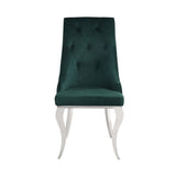 Acme - Dekel Side Chair (Set-2) 70142 Green Fabric & Stainless Steel