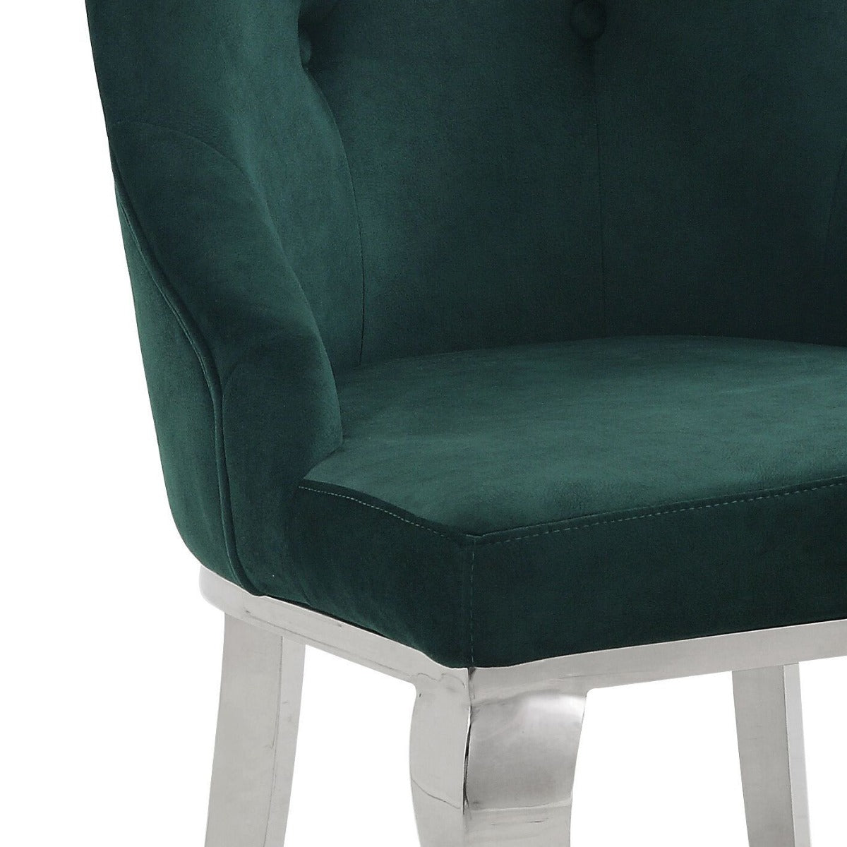 Acme - Dekel Side Chair (Set-2) 70142 Green Fabric & Stainless Steel