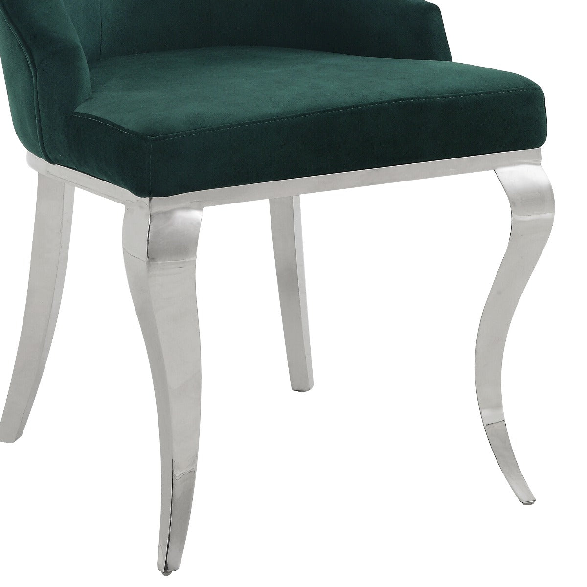 Acme - Dekel Side Chair (Set-2) 70142 Green Fabric & Stainless Steel