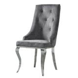 Acme - Dekel Side Chair (Set-2) 70143 Gray Fabric & Stainless Steel