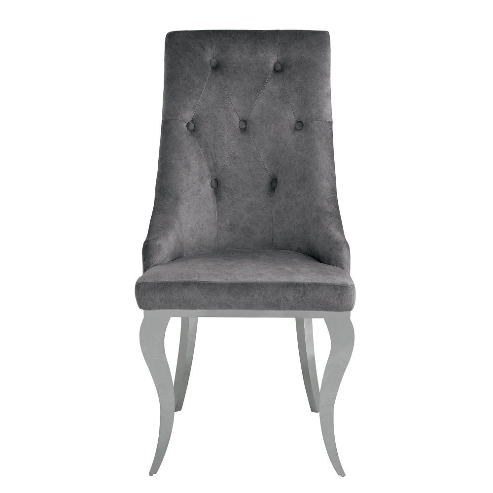 Dekel Side Chair (Set - 2) 70143 Gray Fabric & Stainless Steel | Acme - 70143 - Home Elegance USA - 3