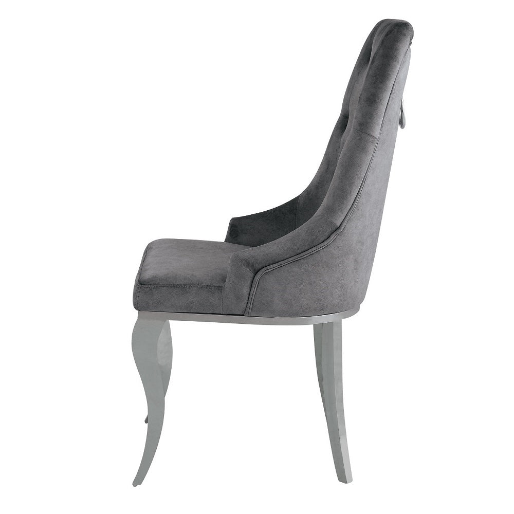 Dekel Side Chair (Set - 2) 70143 Gray Fabric & Stainless Steel | Acme | Home Elegance USA