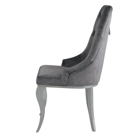 Dekel Side Chair (Set - 2) 70143 Gray Fabric & Stainless Steel | Acme - 70143 - Home Elegance USA - 4