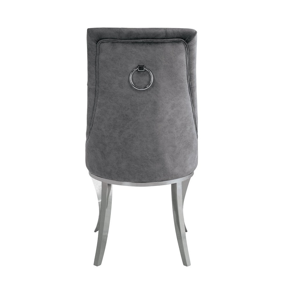 Dekel Side Chair (Set - 2) 70143 Gray Fabric & Stainless Steel | Acme | Home Elegance USA