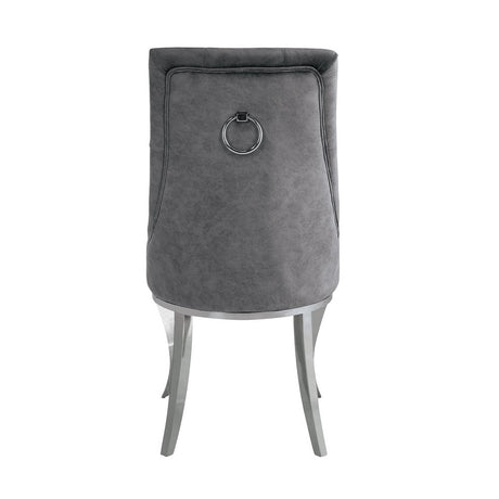 Dekel Side Chair (Set - 2) 70143 Gray Fabric & Stainless Steel | Acme - 70143 - Home Elegance USA - 5