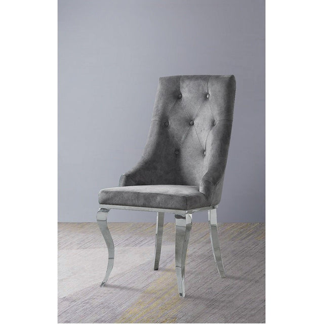 Dekel Side Chair (Set - 2) 70143 Gray Fabric & Stainless Steel | Acme - 70143 - Home Elegance USA - 1