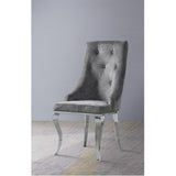 Acme - Dekel Side Chair (Set-2) 70143 Gray Fabric & Stainless Steel