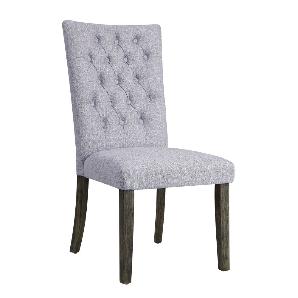 Acme - Merel Side Chair (Set-2) 70168 Gray Linen & Gray Oak Finish