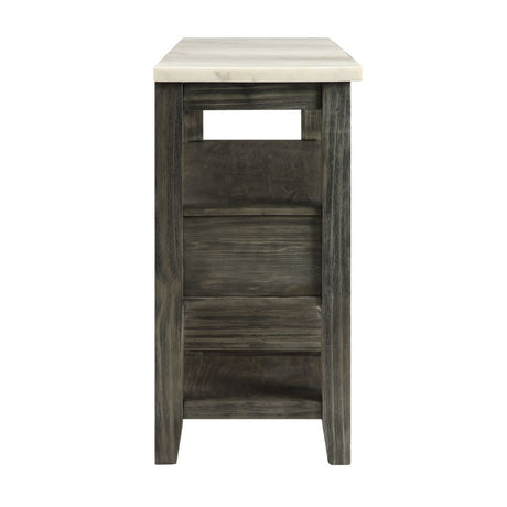 Acme - Merel Server 70169 White Marble Top & Gray Oak Finish