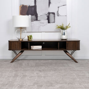 Valna Rectangular 71" TV Stand with Sliding Doors Walnut | Coaster | Home Elegance USA