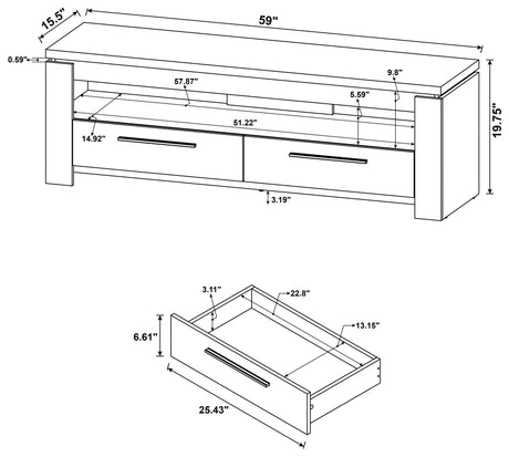 59" Tv Stand - Elkton 2 - drawer TV Console Weathered Brown - 701975 - image - 4